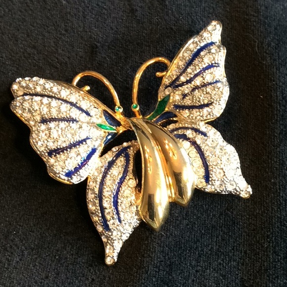 Clear Austrian Crystal Butterfly Brooch - Picture 2 of 4